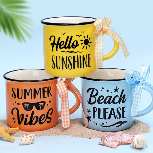 Summer Mini Coffee Mugs Beach Theme Tiered Tray Decor | momhomedecor