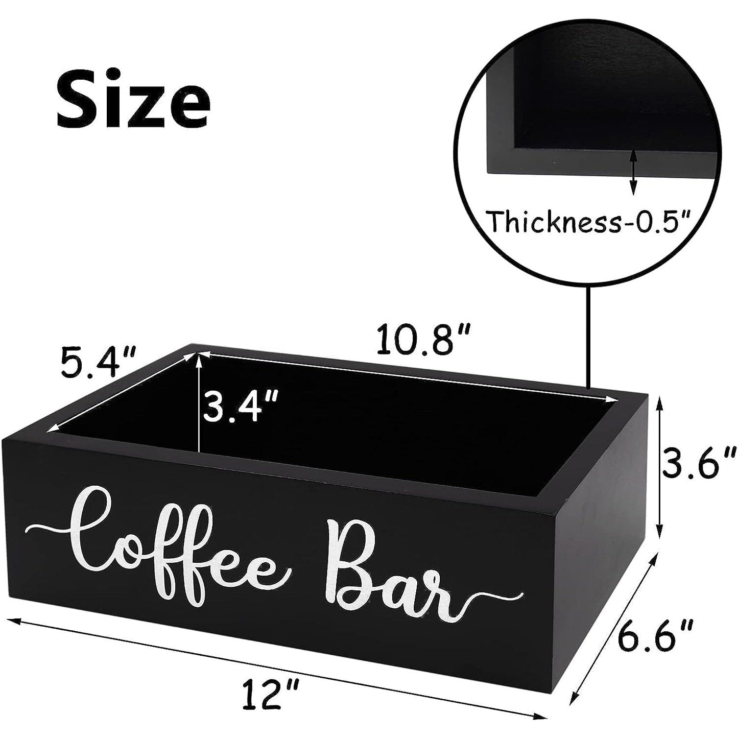 Coffee Bar Wooden Box Coffee Station Organize- Black | momhomedecor