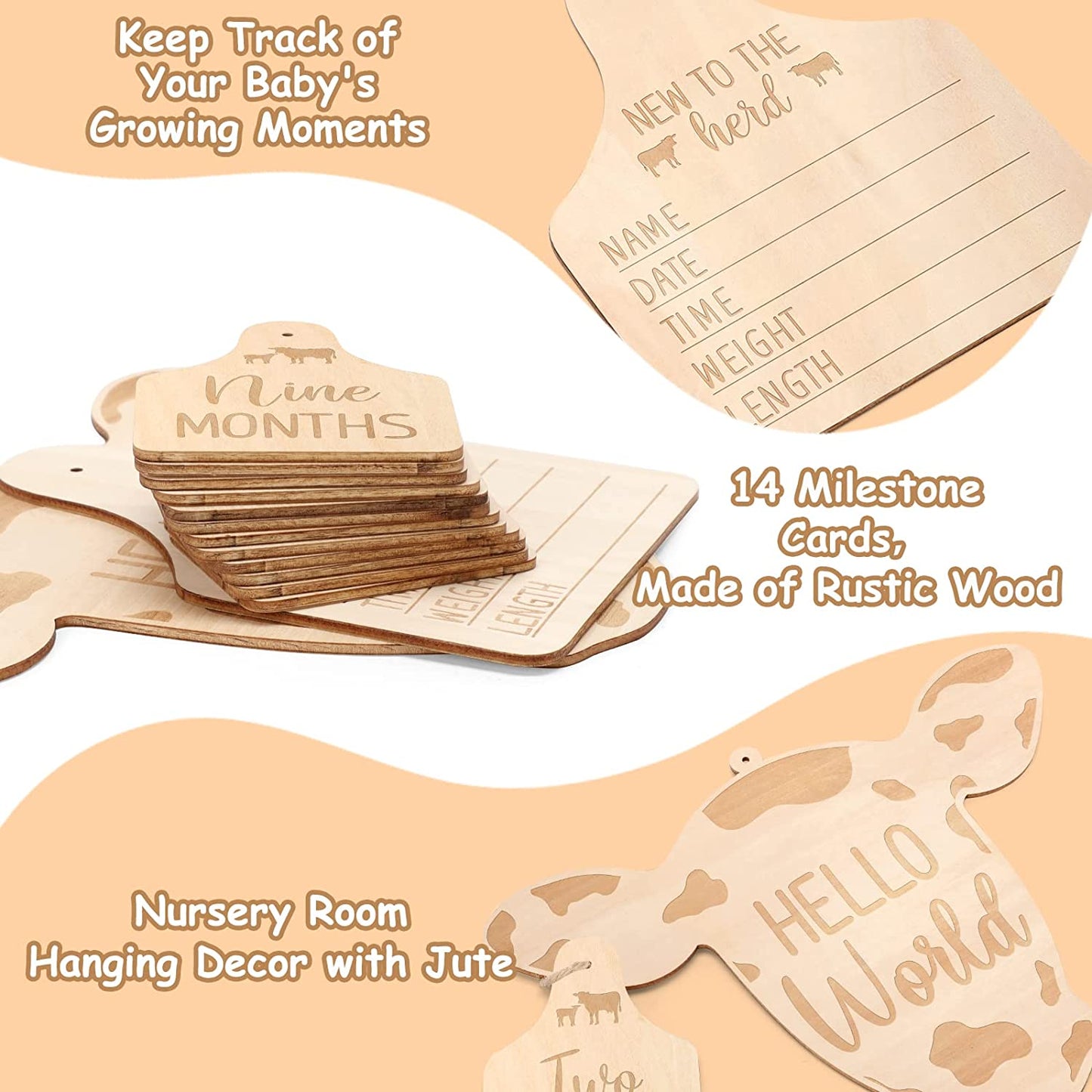 Cow Baby Monthly Milestone Cards | momhomedecor