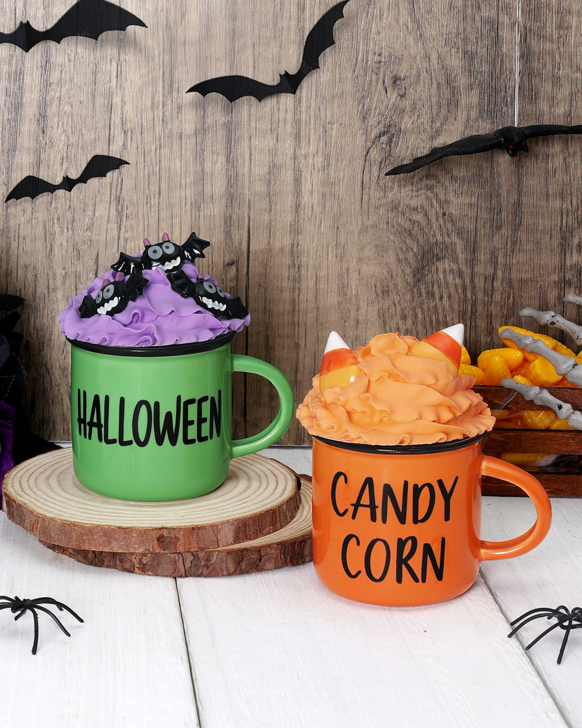 DIY HALLOWEEN FAUX WHIPPED CREAM MUG TOPPERS