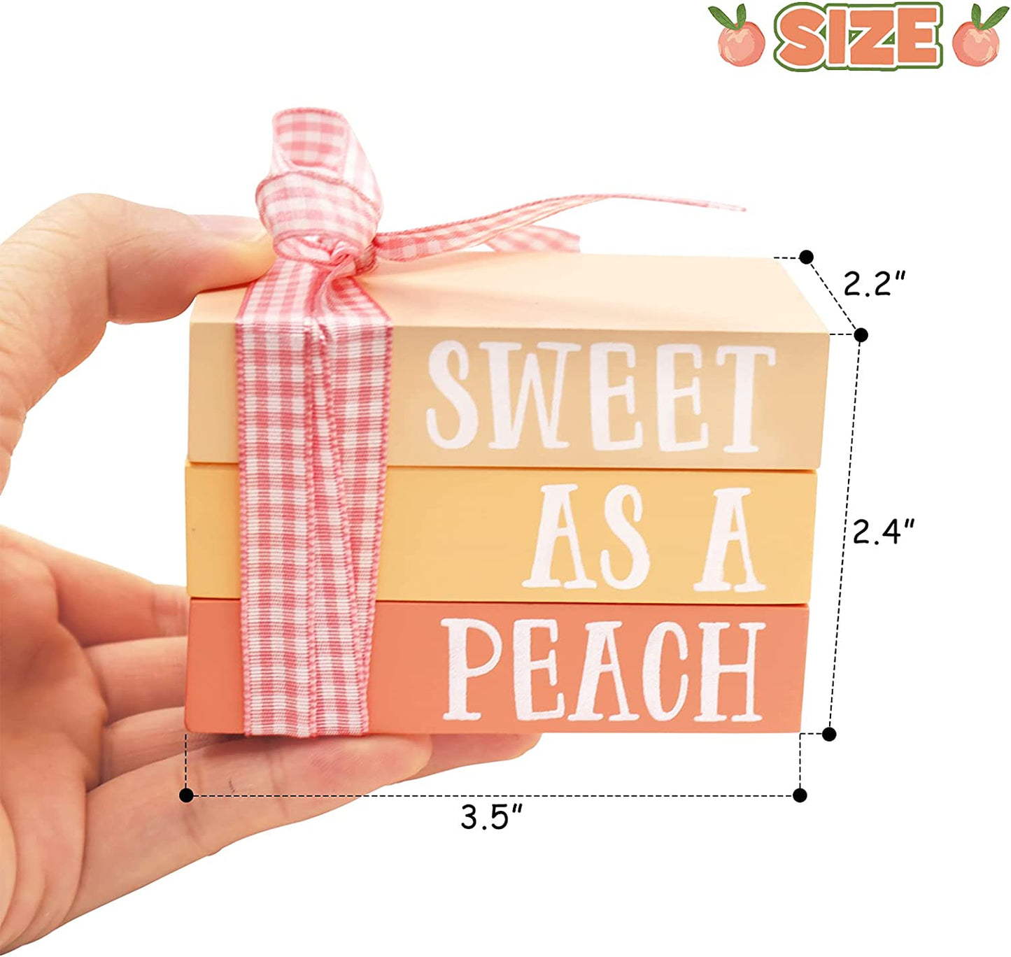 Peach Mini Wood Book Stack Sweet As A Peach Summer | momhomedecor