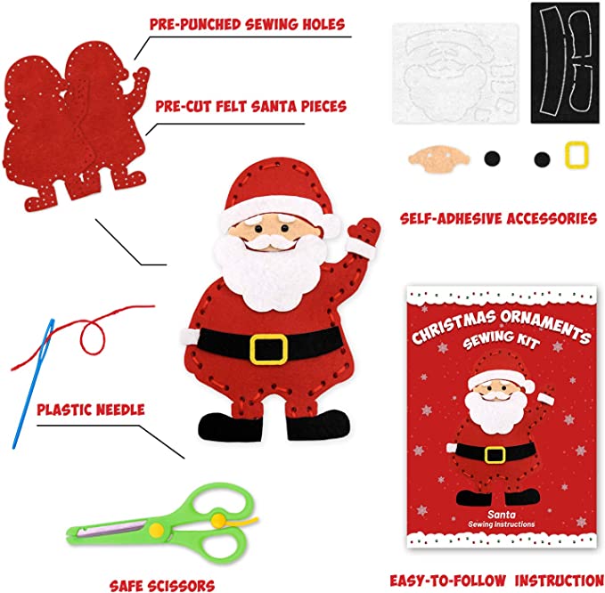Christmas Sewing Craft Kit for Kids Felt Christmas Ornaments | momhomedecor