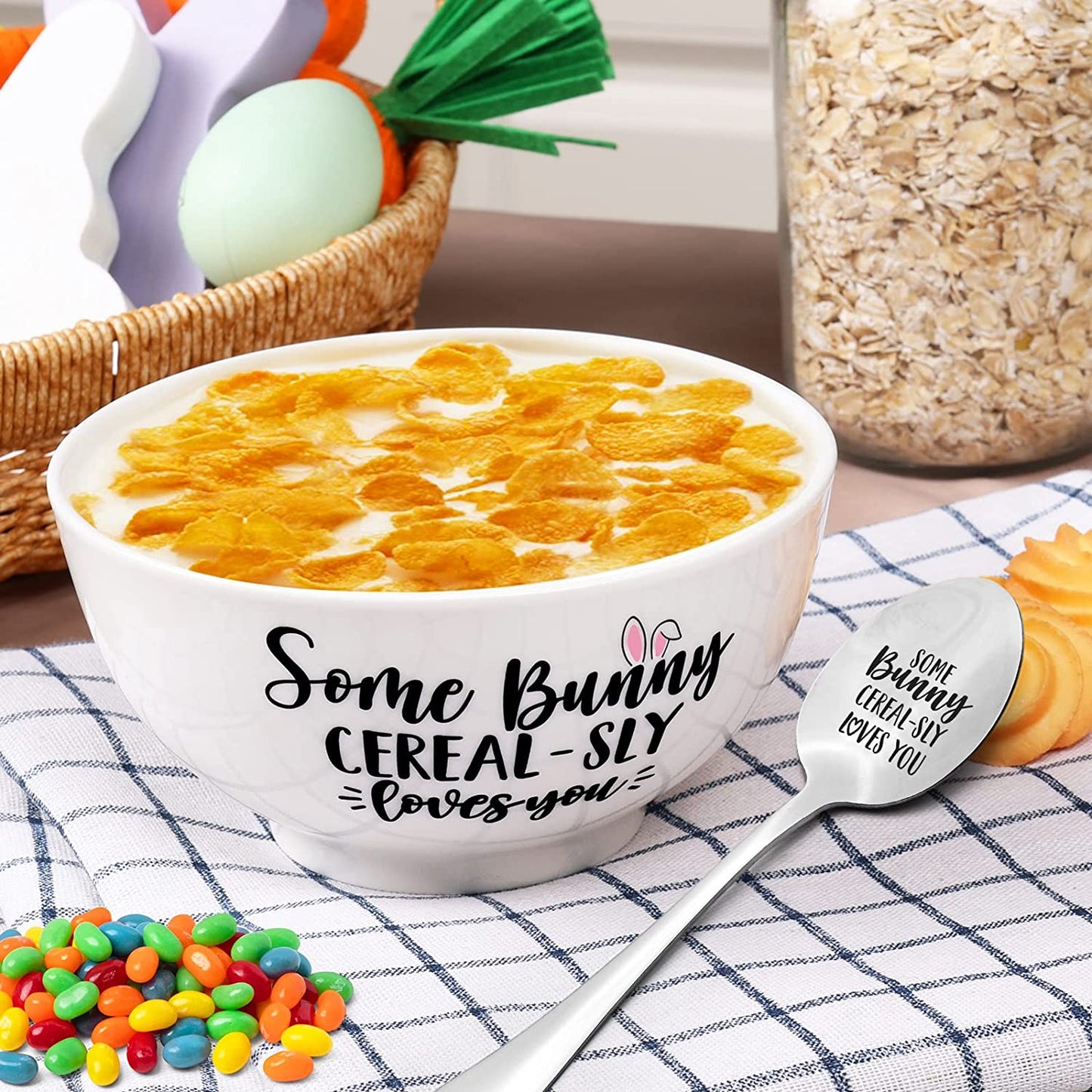 Easter Gifts Cereal Bowl and Spoon Set momhomedecor