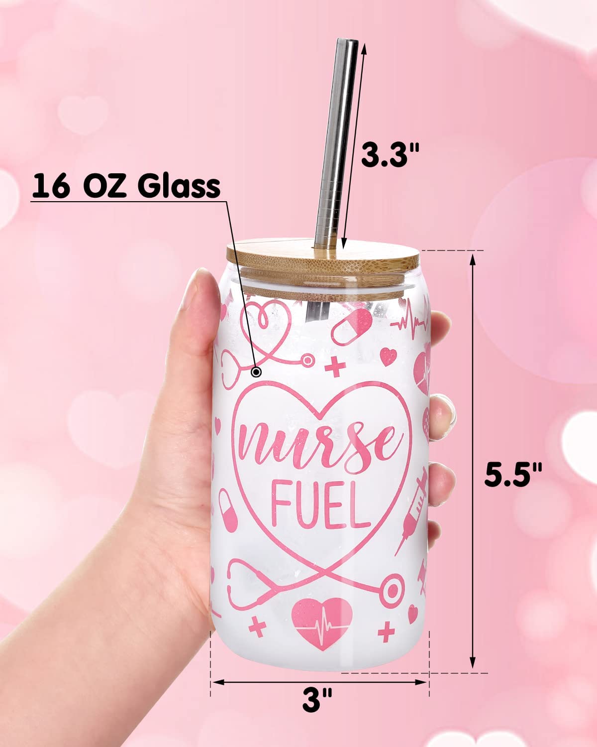 Nurse Gifts Fuel Beer Can Glass Iced Coffee Cup 16 OZ | momhomedecor