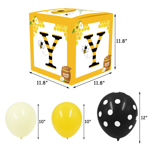Bee Baby Shower Balloon Boxes Honeybee Blocks Happy Bee Day Party Supplies What Will It Bee Gender Reveal Decor Mom to Bee Pregnant Announcement Birthday Spring Summer Decorations Backdrop | momhomedecor