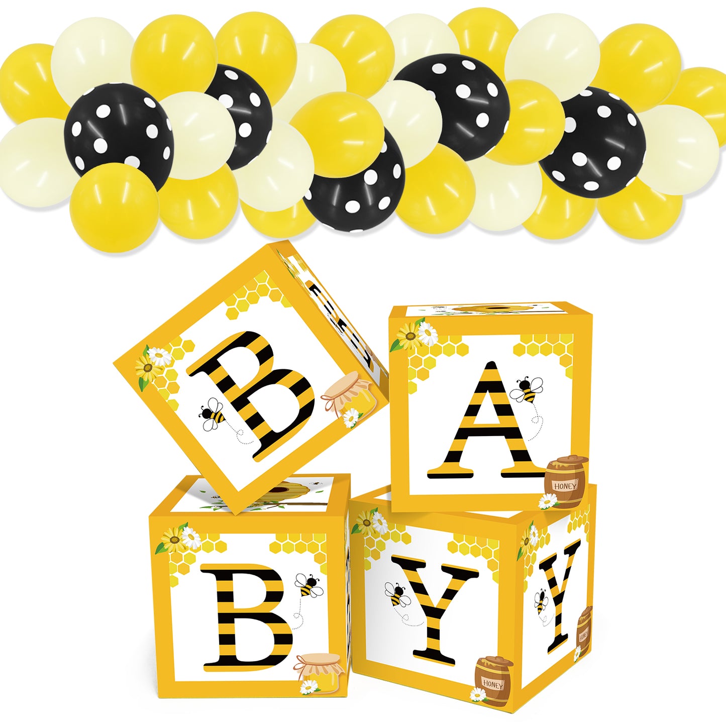 Bee Baby Shower Balloon Boxes Honeybee Blocks Happy Bee Day Party Supplies What Will It Bee Gender Reveal Decor Mom to Bee Pregnant Announcement Birthday Spring Summer Decorations Backdrop