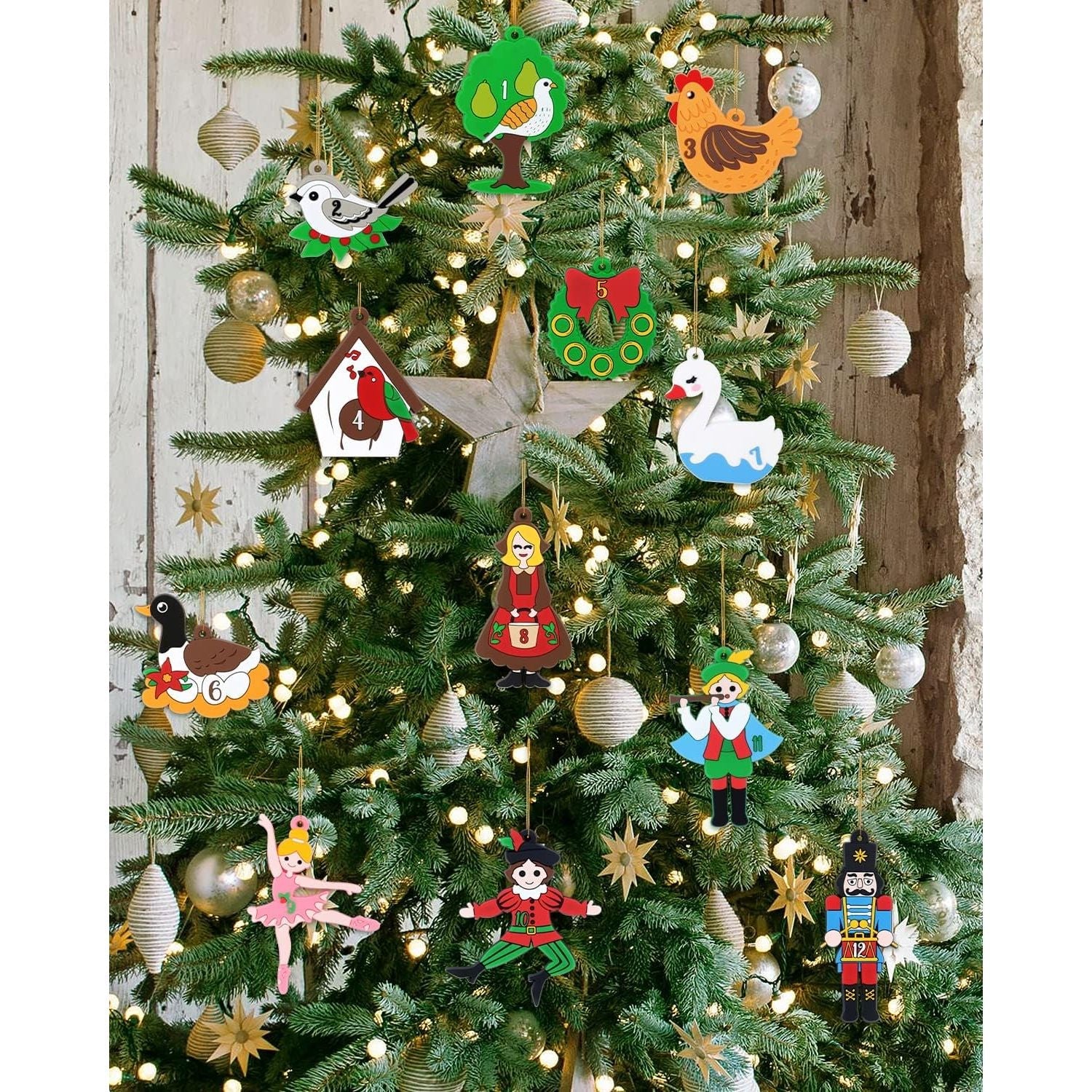 12 Days of Christmas Ornaments Set of 12 momhomedecor