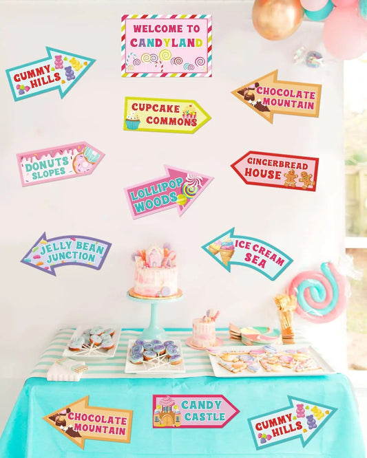 20 PCS  Candy Land Sweet Candy Theme Party Signs | momhomedecor