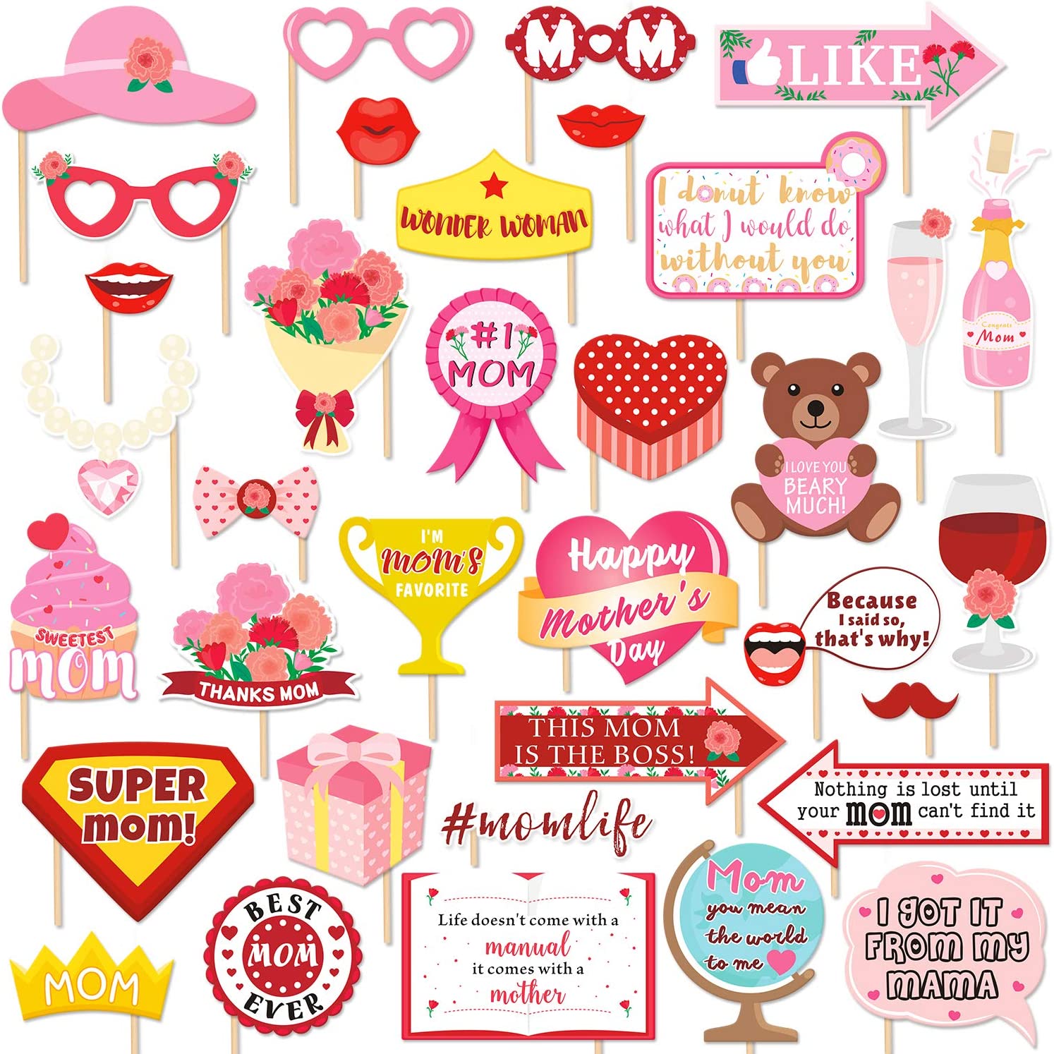35PCS Mother's Day Photo Booth Props | momhomedecor