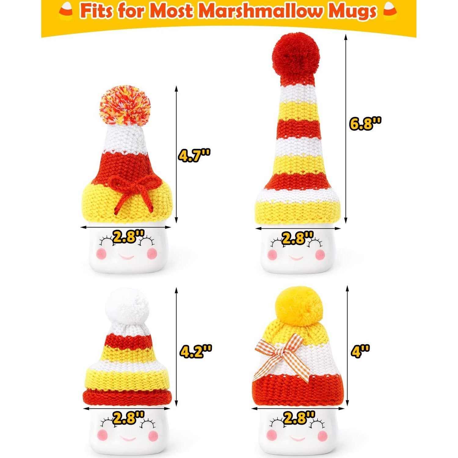 4 Pieces Marshmallow Mug, Tiered Tray Decoration Candy Corn | momhomedecor