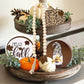 4PCS Fall Tiered Tray Decor Leopard Pumpkin Fall Gnome Wooden Signs momhomedecor