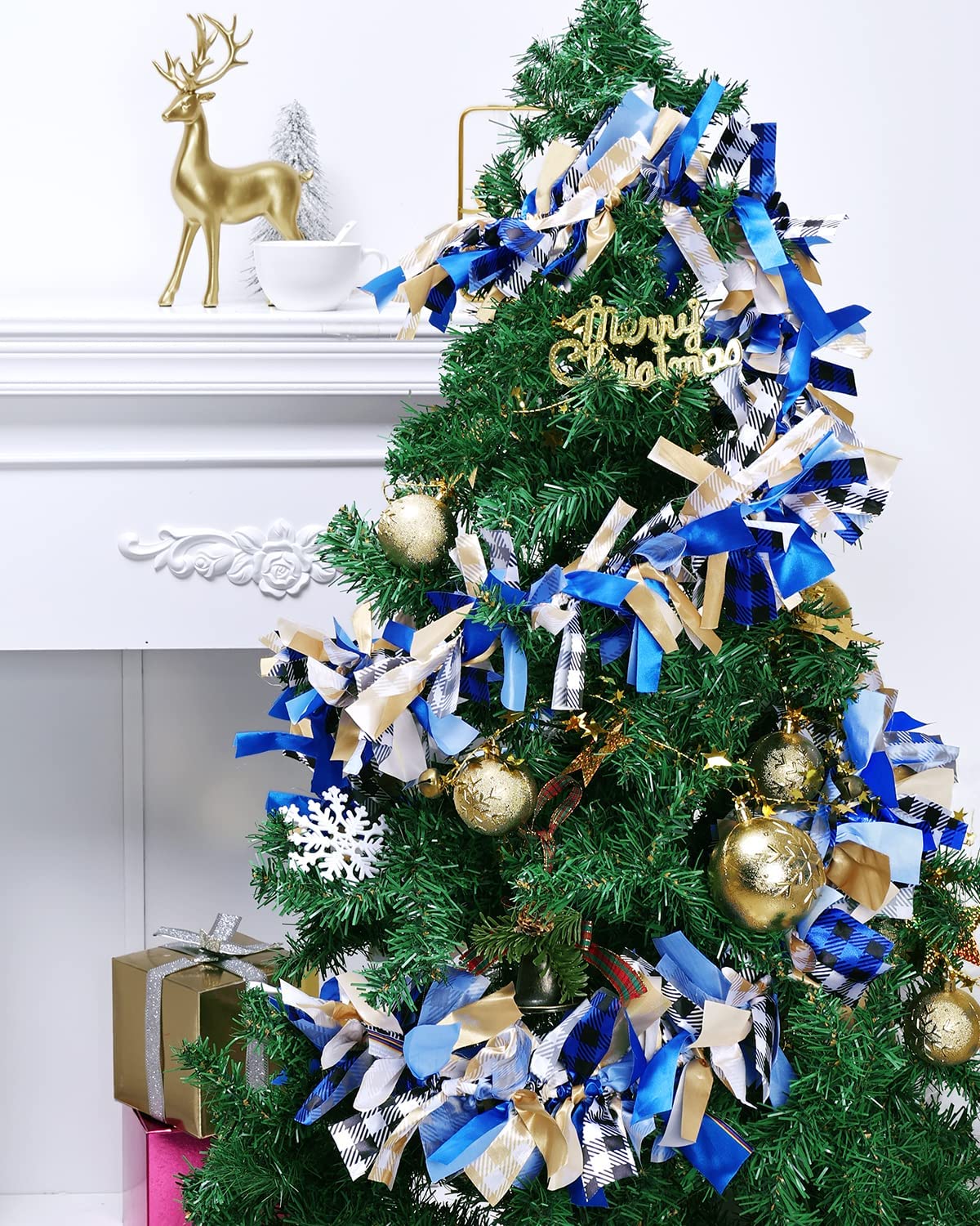 7 Feet Christmas Garland Blue Christmas Decorations | momhomedecor