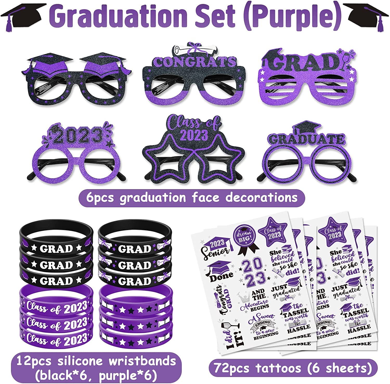 90PCS Purple Graduation Party Supplies momhomedecor