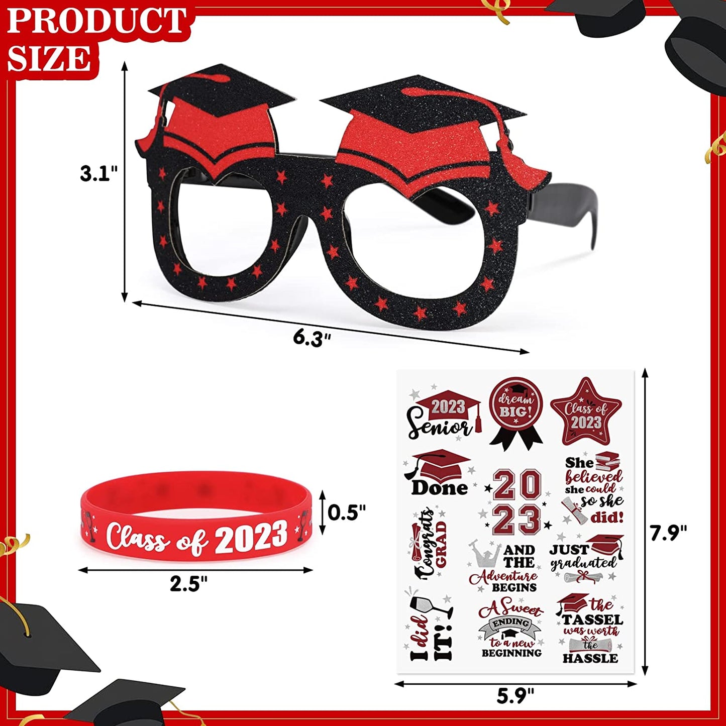90PCS Red Graduation Party Supplies momhomedecor