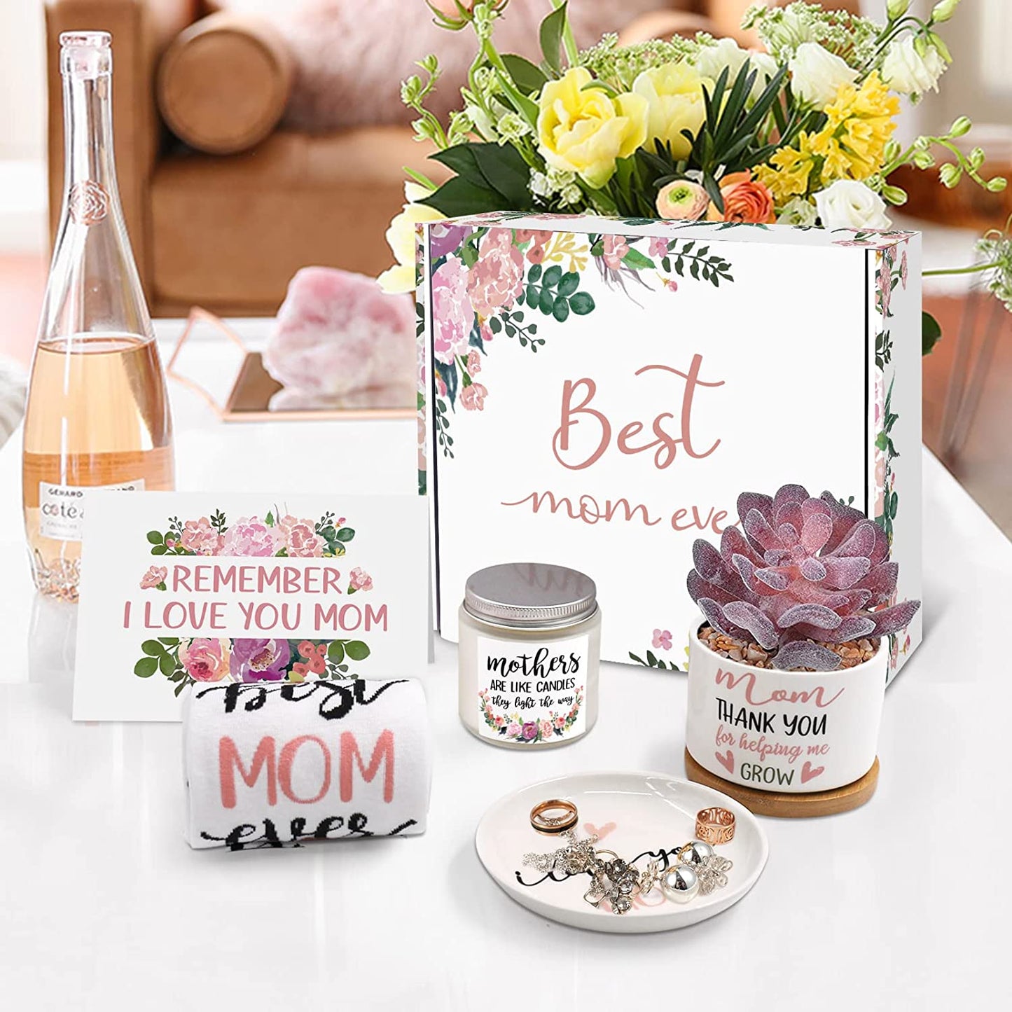 Best Mom Ever Floral Gift Box Set momhomedecor