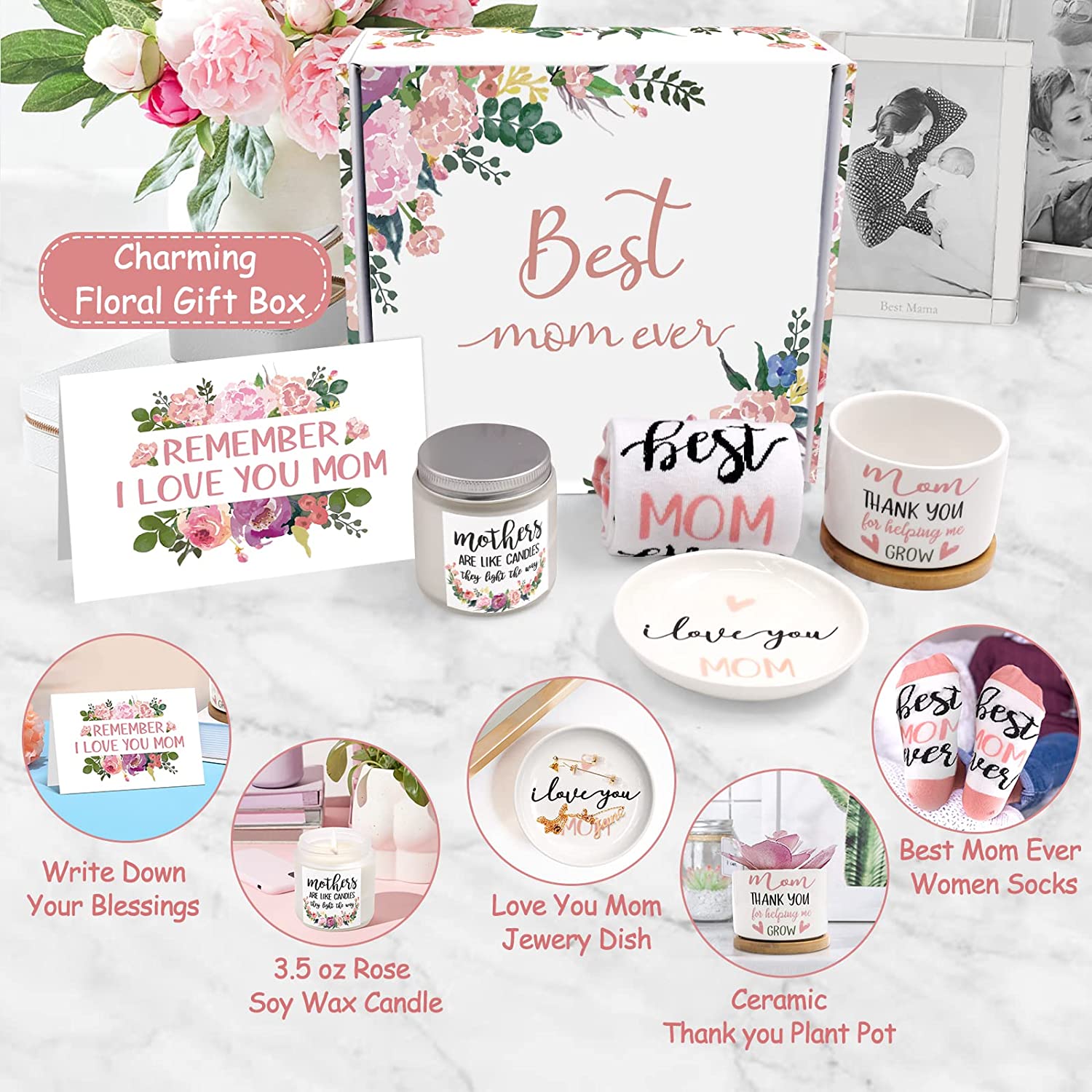 Best Mom Ever Floral Gift Box Set | momhomedecor