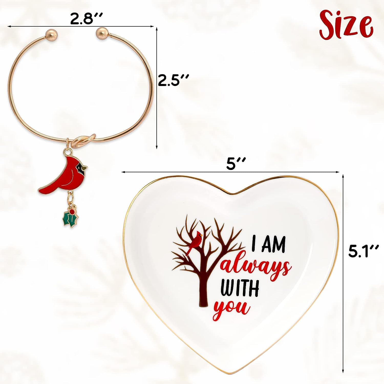 Cardinal Heart-shaped Jewelry Dish Bracelet Bird Lover momhomedecor