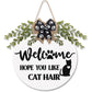 Cat Welcome Sign We Hope You Like Cat Hair Front Door Wreath 12 Inches(White) | momhomedecor