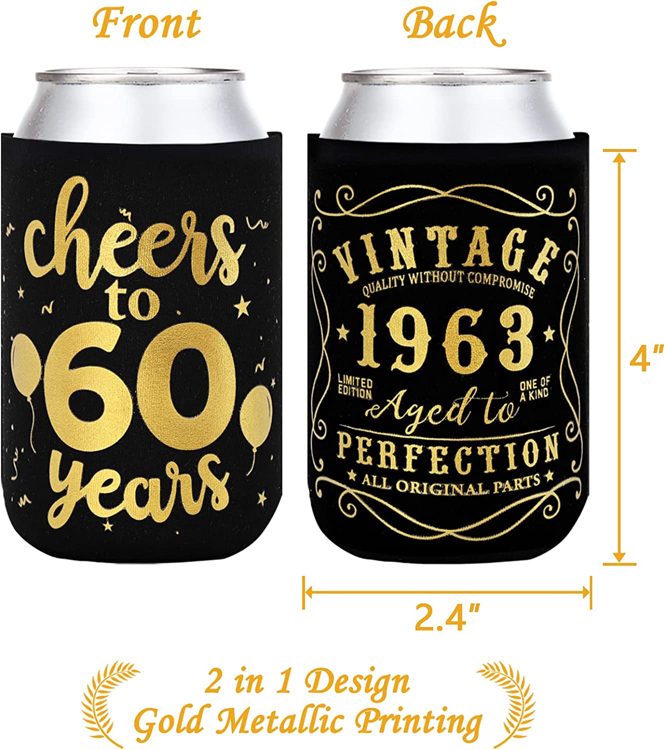 Cheers to 60 Years Can Sleeves Set of 12 momhomedecor