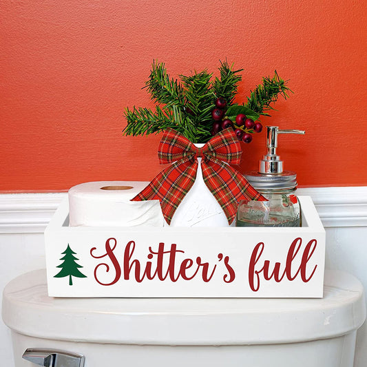 Christmas Bathroom Wooden Storage-White | momhomedecor