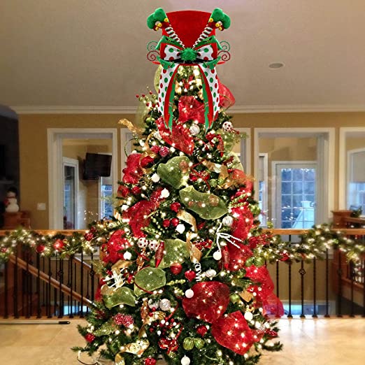 Christmas Elf Tree Topper Red Hat | momhomedecor