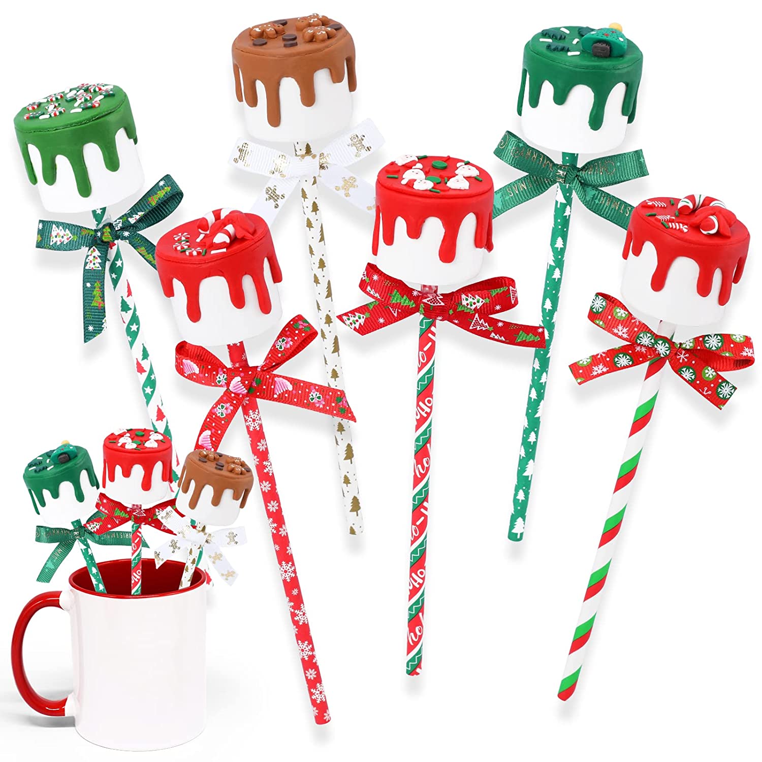 Christmas Fake Marshmallows Decor Hot Cocoa Bar Decorations Set of 6 | momhomedecor