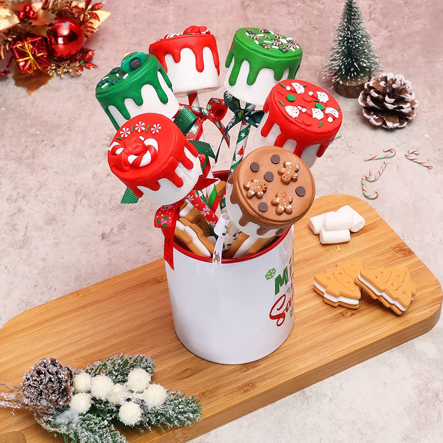 Christmas Fake Marshmallows Decor Hot Cocoa Bar Decorations Set of 6 momhomedecor