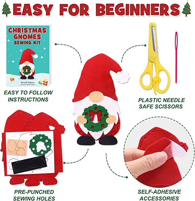 Christmas Sewing Craft Kit Christmas Gnomes Felt Ornaments | momhomedecor