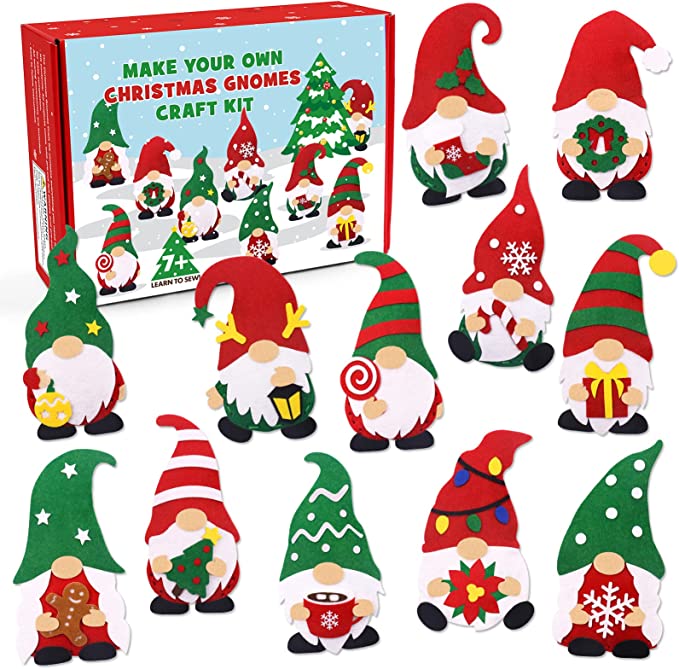 Christmas Sewing Craft Kit Christmas Gnomes Felt Ornaments | momhomedecor