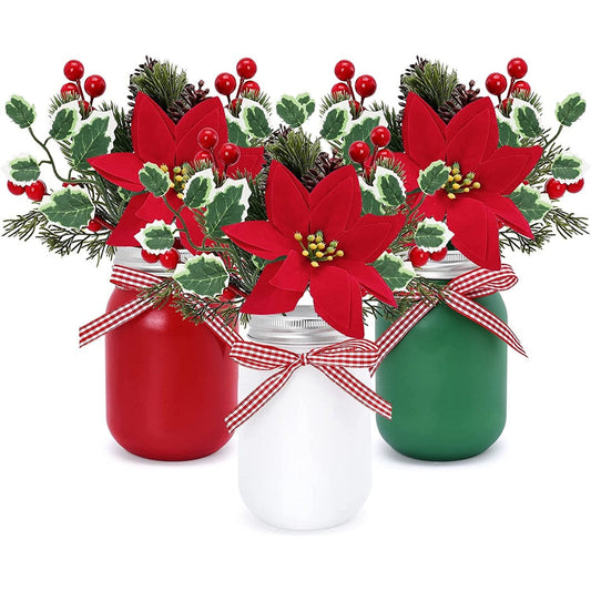Christmas Table Centerpiece Mason Jar Housewarming Gift Set of 3 | momhomedecor