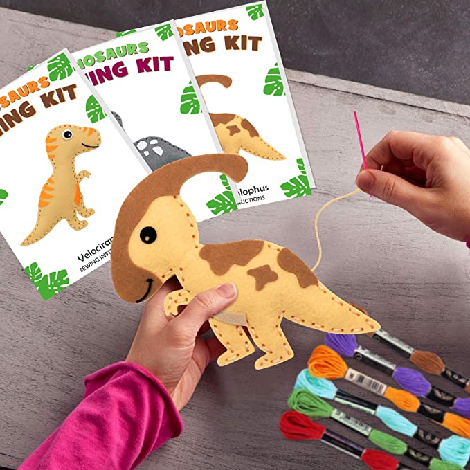 Dinosaur Sewing Craft Kit DIY Kids Craft Set of 14 momhomedecor
