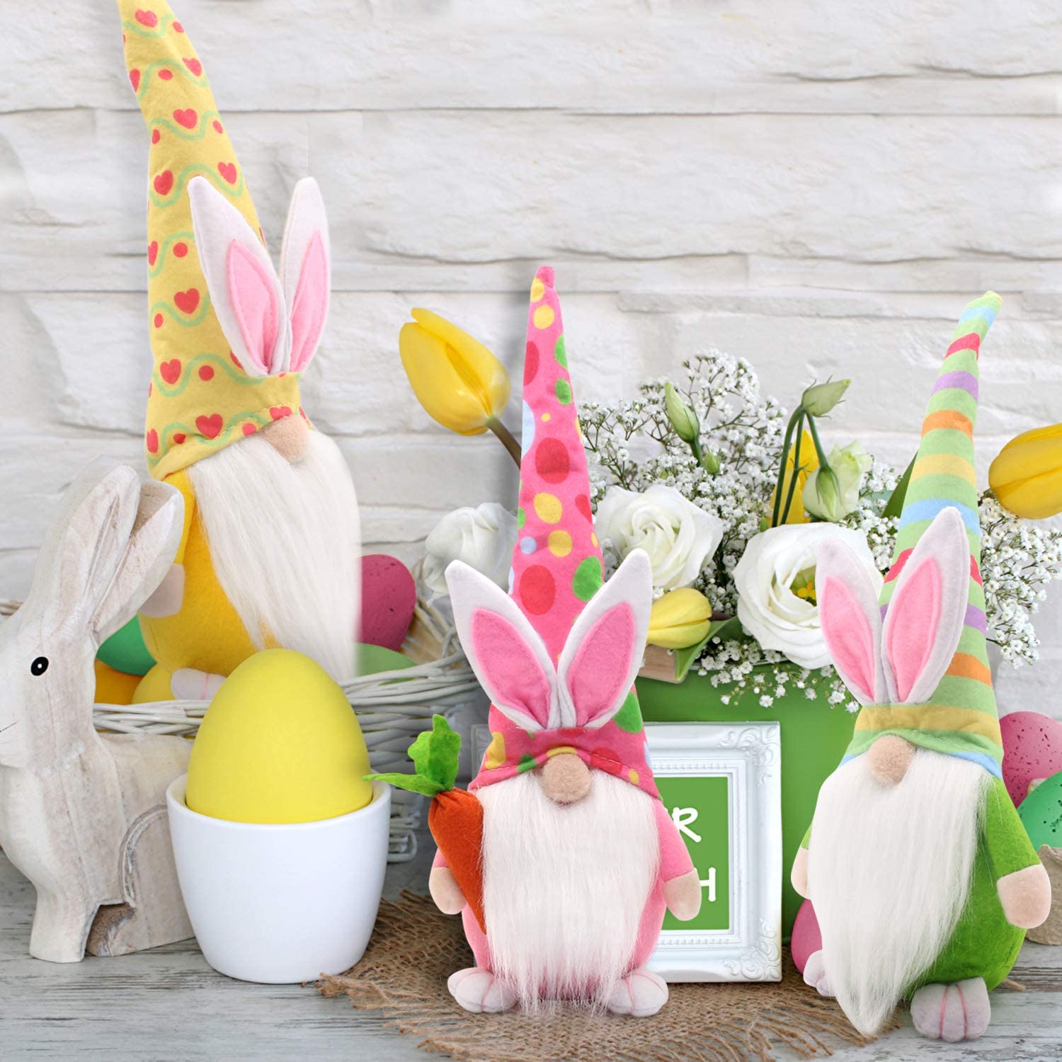 Easter Bunny Gnomes Decor Spring Gifts Set of 3 momhomedecor