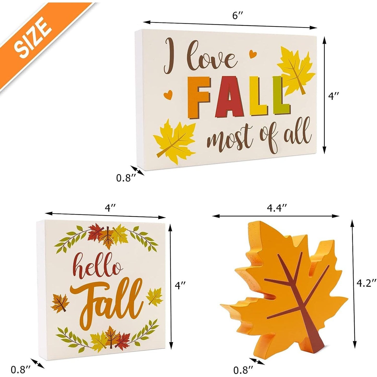 Fall Maple Leaf Tiered Tray Decor Wood Signs Self Standing Wooden Block momhomedecor