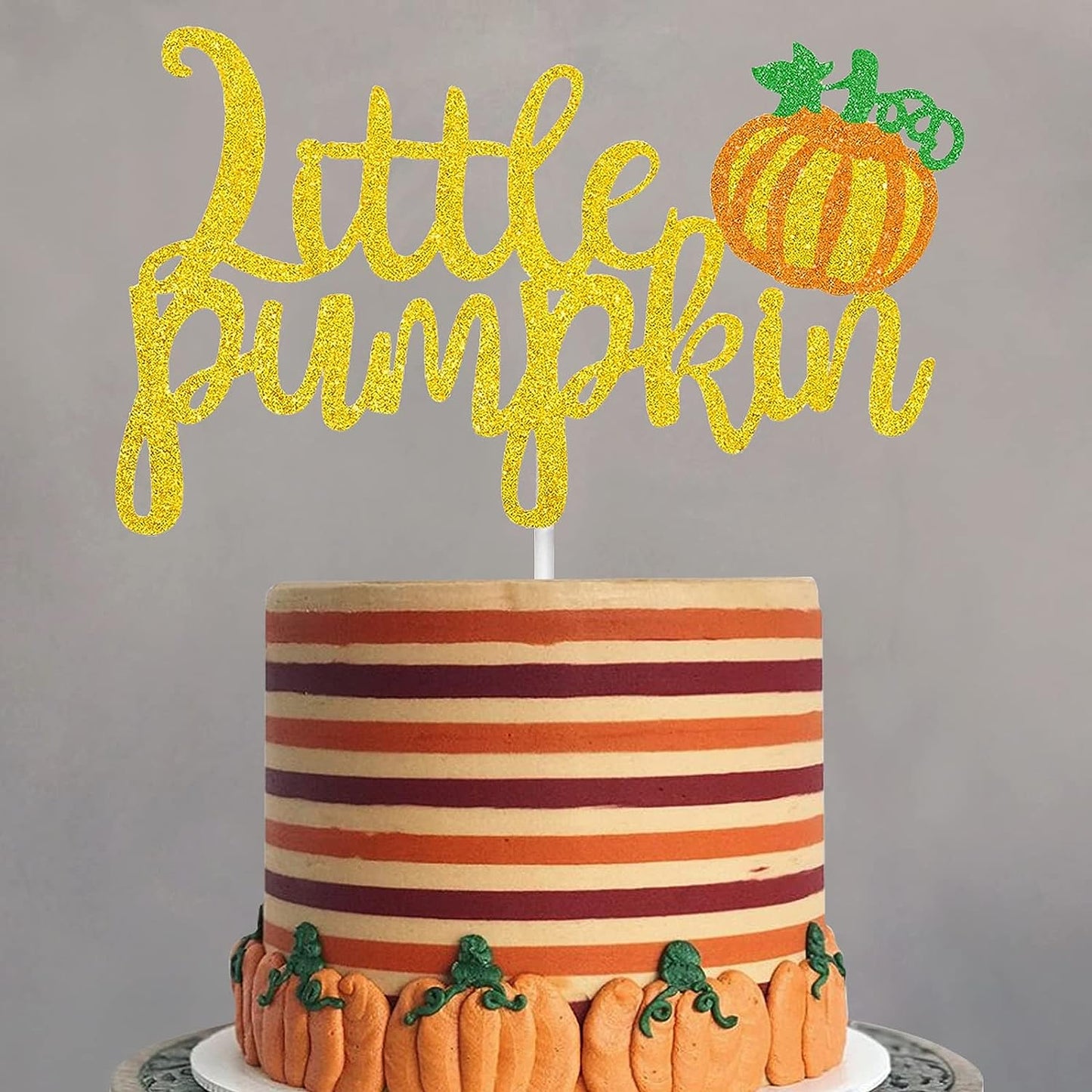 Gold Glittery Little Pumpkin Cake Topper | momhomedecor