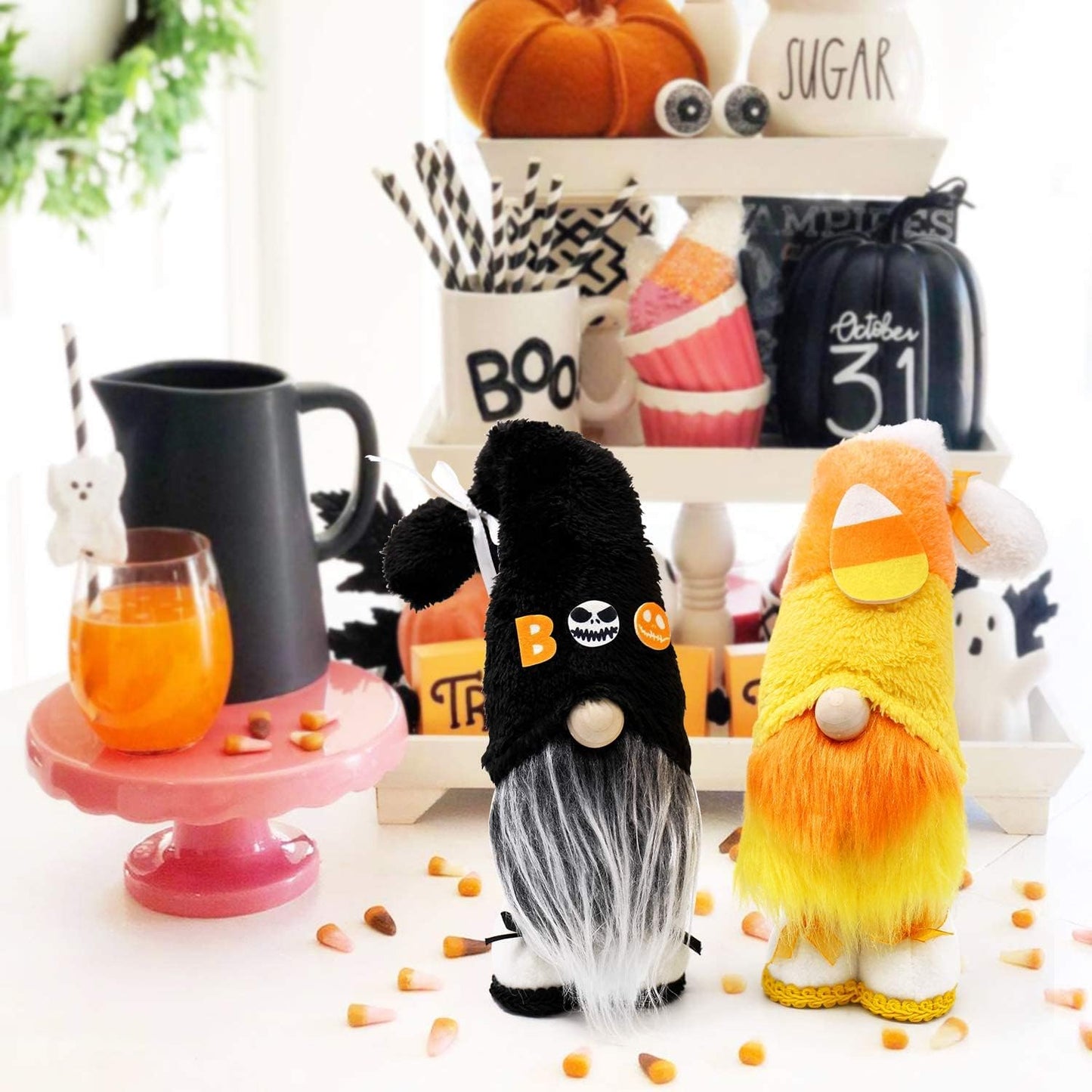 Halloween Gnomes Decorations Boo Gnomes and Candy Corn Gnomes Set of 2 momhomedecor