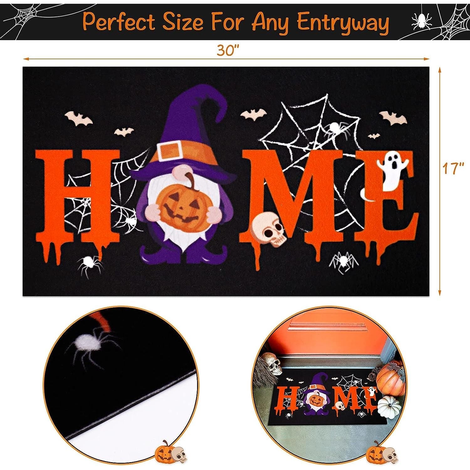 Halloween Home Gnome Doormat 17 x 30 Inches | momhomedecor