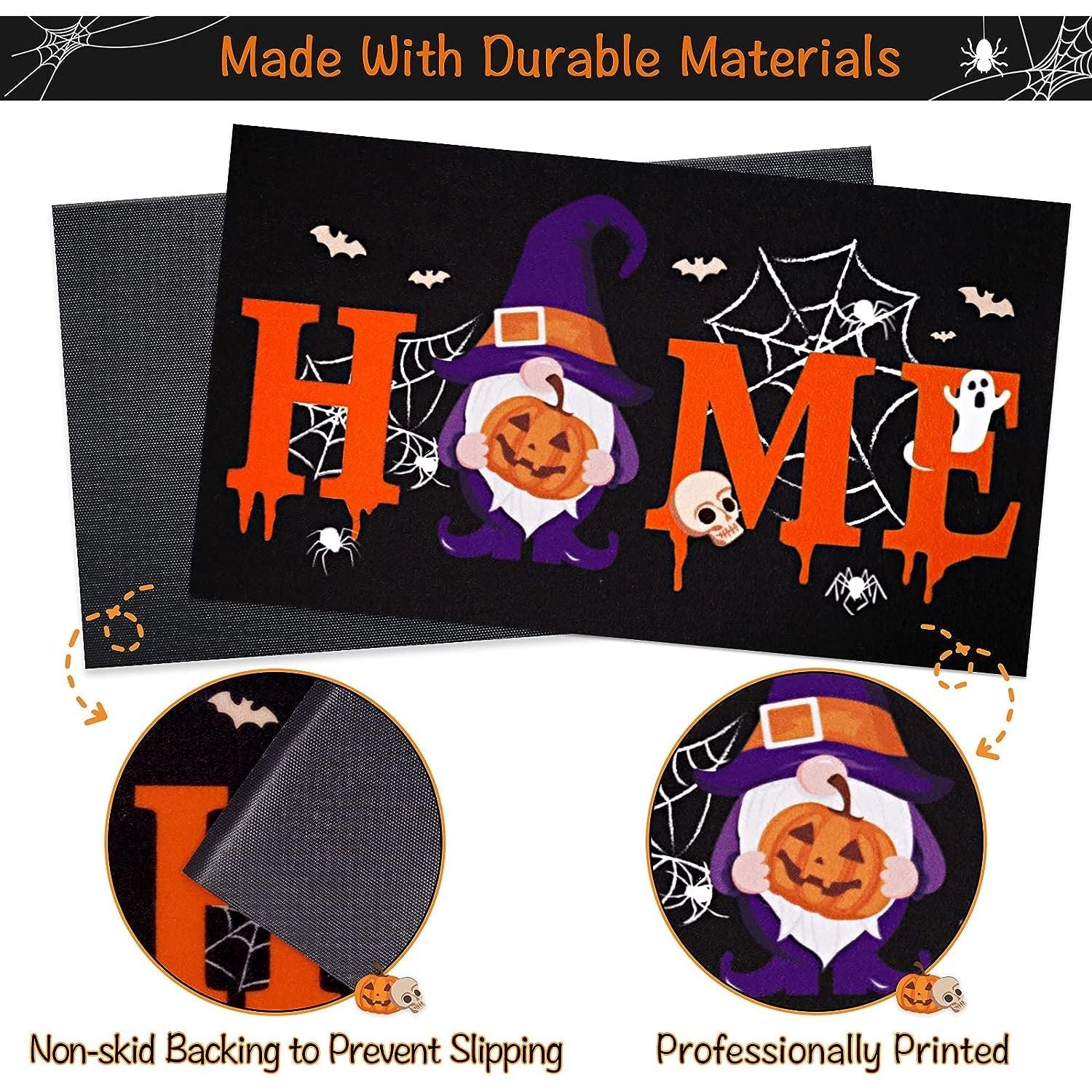 Halloween Home Gnome Doormat 17 x 30 Inches momhomedecor
