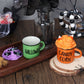 Halloween Tiered Tray Decorations with Faux Whipped Cream Mug Toppers momhomedecor