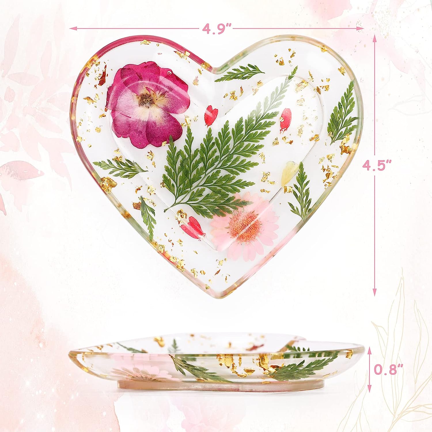 Jewelry Tray Trinket Dish Floral Shaped Tray Purple Pink Gift | momhomedecor