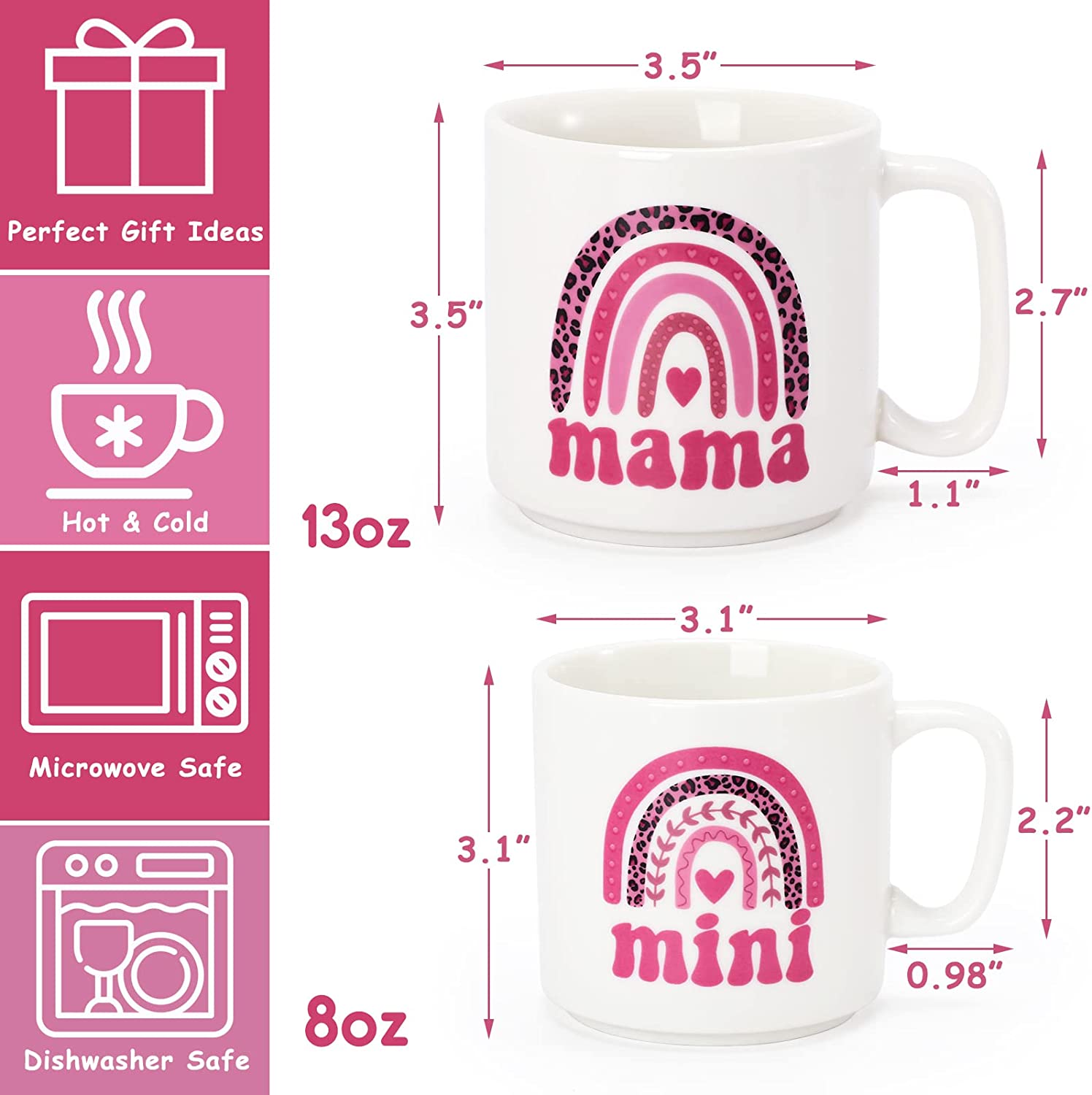Mama Mini Mug Set of 2 Pink momhomedecor