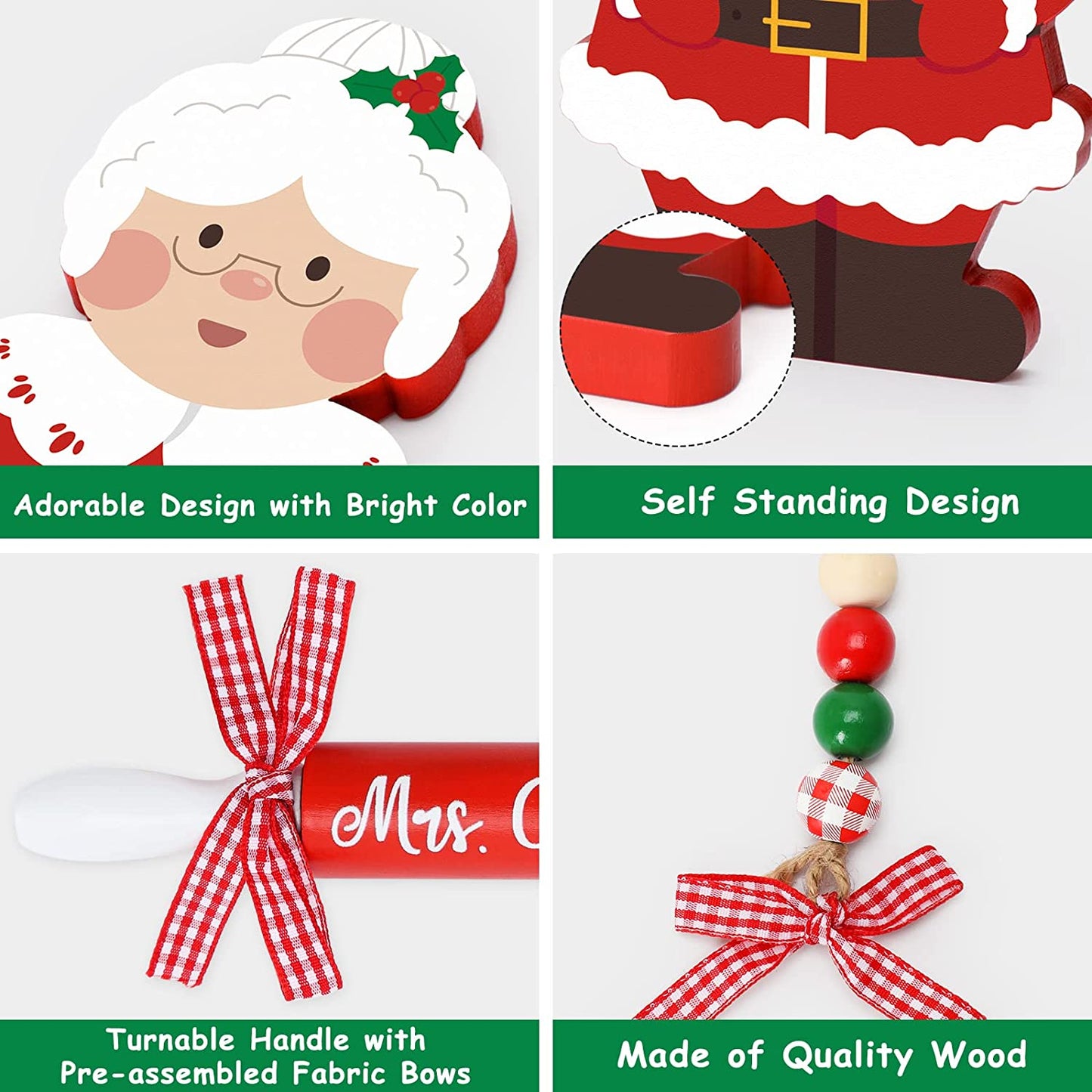 Mr. & Mrs. Claus Wooden Christmas Tiered Tray Decorations momhomedecor