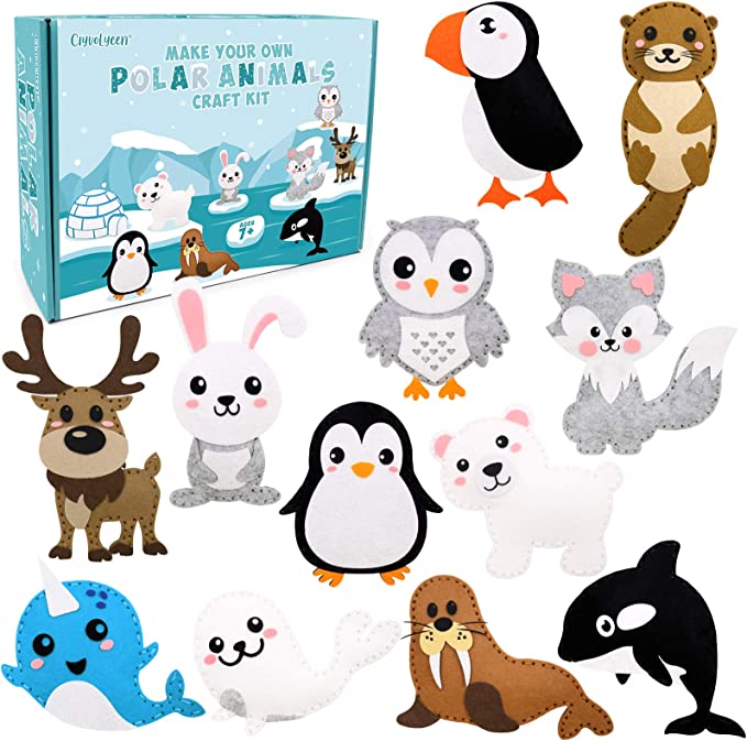 Polar Animals Sewing Kit Plush Craft Kit momhomedecor