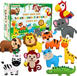 Safari Jungle Animals Sewing Kit Zoo Felt Animal DIY Crafts | momhomedecor