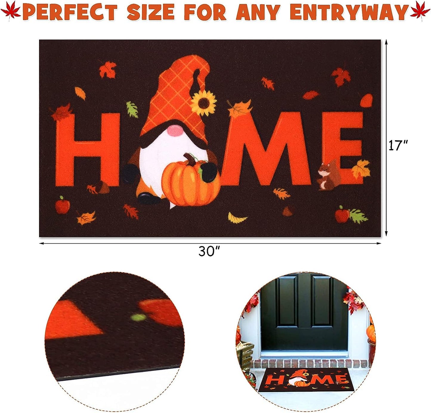 Thanksgiving Door Mat Fall Home Gnome Doormat 17 x 30 Inches momhomedecor