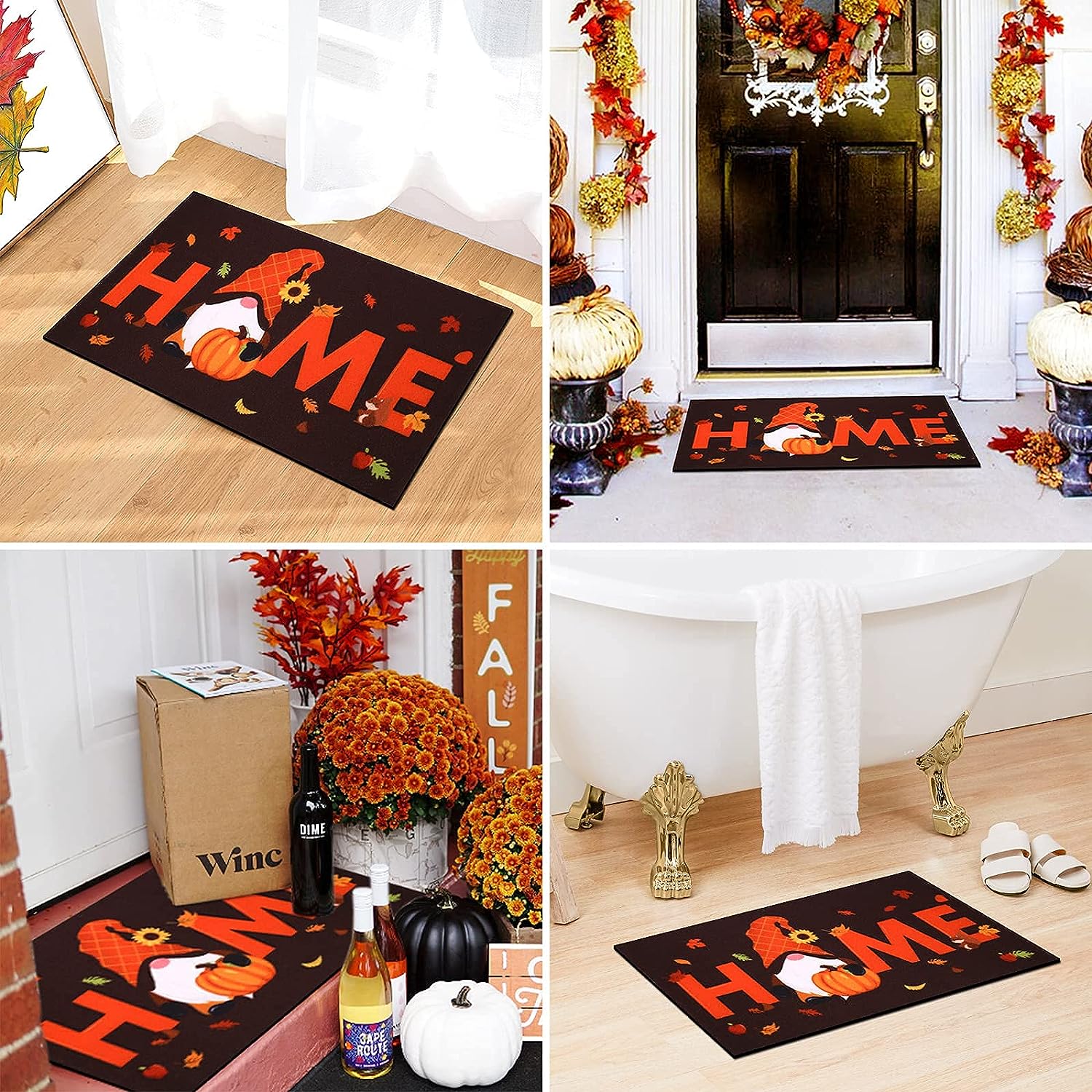 Thanksgiving Door Mat Fall Home Gnome Doormat 17 x 30 Inches momhomedecor
