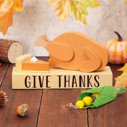 Thanksgiving Tiered Tray Decor Set Home Turkey Decor Autumn Farmhouse Harvest Season 4PCS | momhomedecor