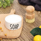 Zero Waste Bubble Up Dish Brush Set Solid Soap Bar in Ceramic Holder | momhomedecor